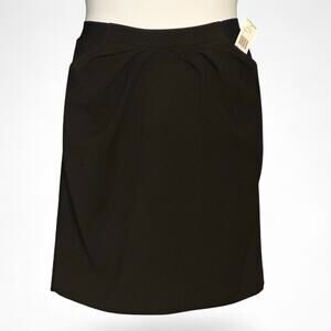 Anne Klein Stretch Black Pencil Skirt Sz 8 Pleats Knee Length Pockets Career NWT